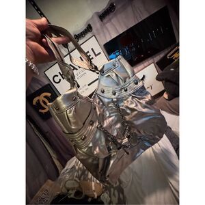 Xoxo vintage y2k metallic silver/bronze shimmer shoulder bag tote bag charm vtg